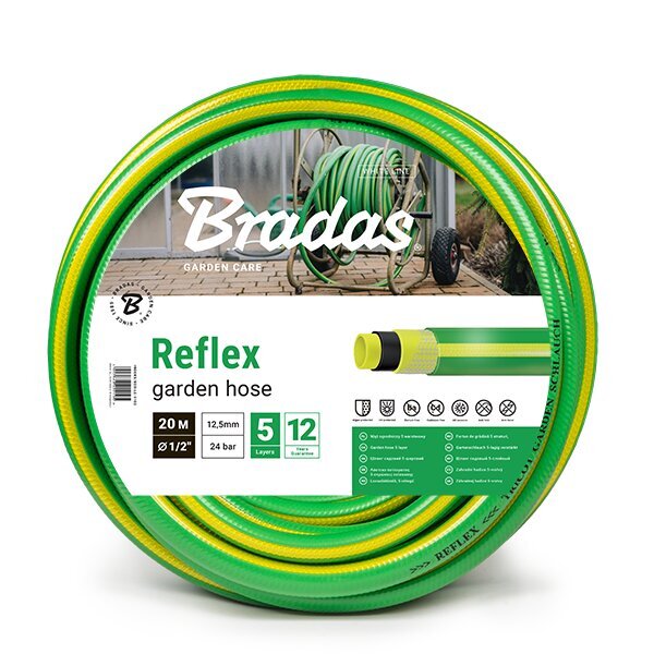 Dārza laistīšanas šļūtene 5 slāņu Bradas REFLEX 1/2" - 30 m цена и информация | Laistīšanas sistēmas | 220.lv