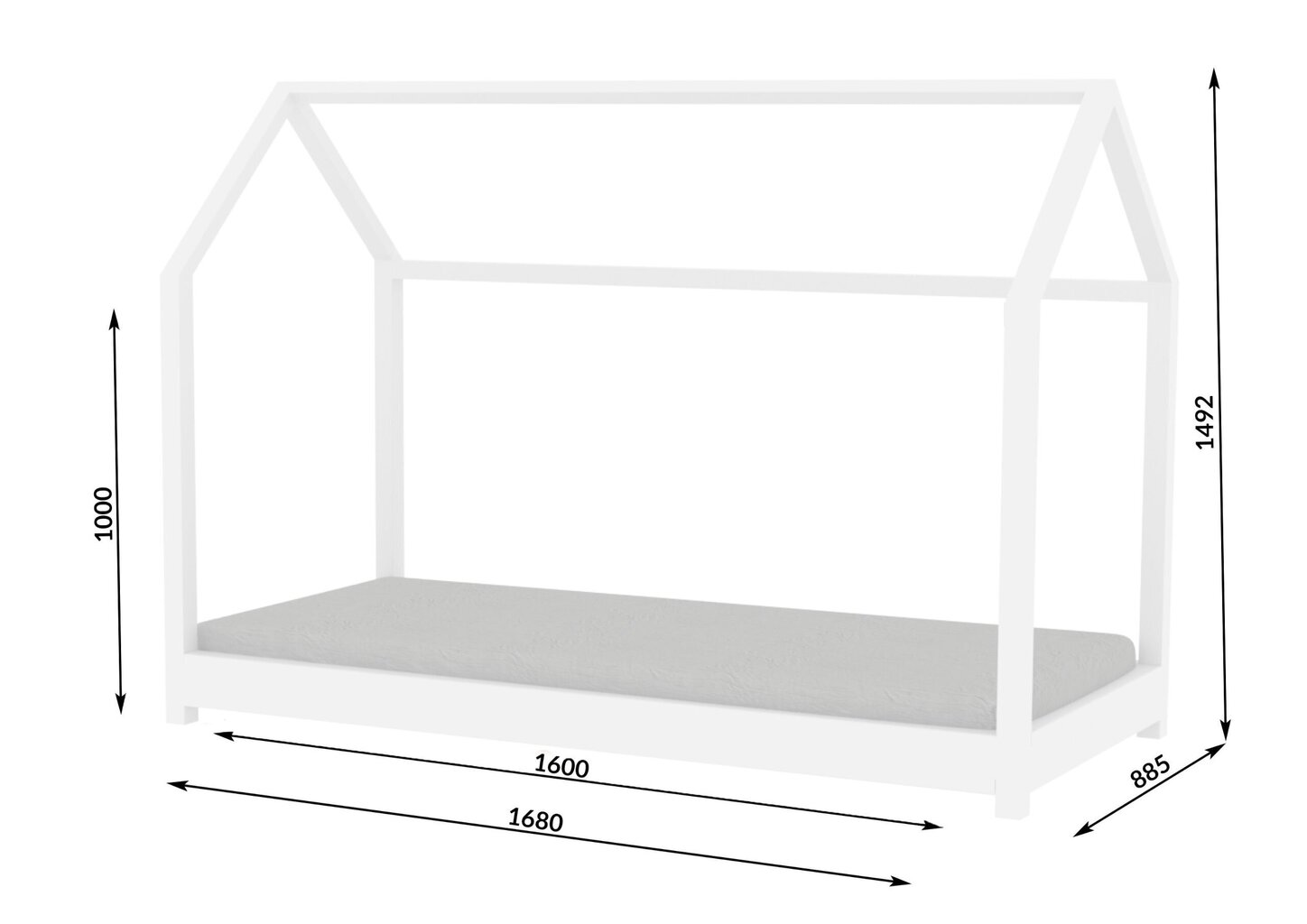 Bērnu gulta Kocot Kids Bella, 80x180 cm, balta cena un informācija | Bērnu gultas | 220.lv