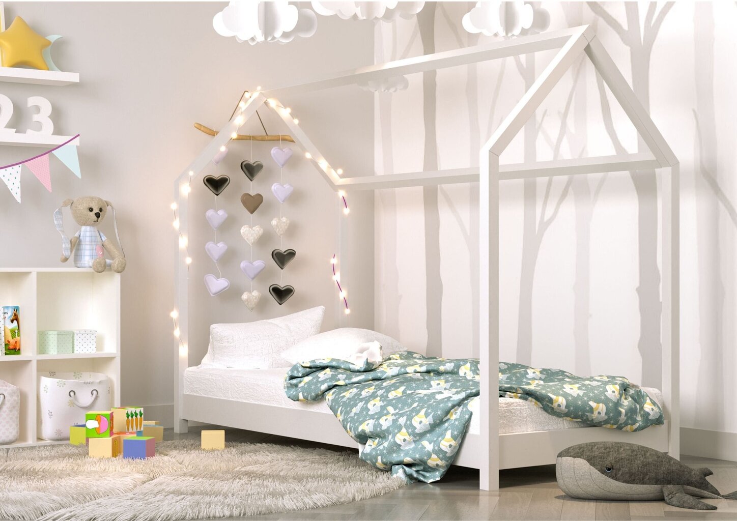 Bērnu gulta Kocot Kids Bella, 80x180 cm, balta cena un informācija | Bērnu gultas | 220.lv