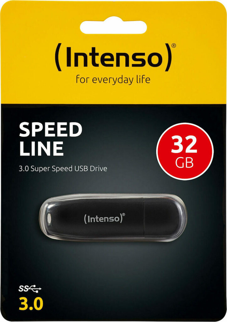 USB Zibatmiņa INTENSO FAELAP0356 USB 3.0, 32 GB, Melna cena un informācija | USB Atmiņas kartes | 220.lv