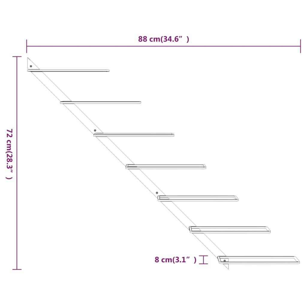 vidaXL vīna pudeļu sienas plaukts 7 pudelēm, balts, metāls cena un informācija | Virtuves piederumi | 220.lv