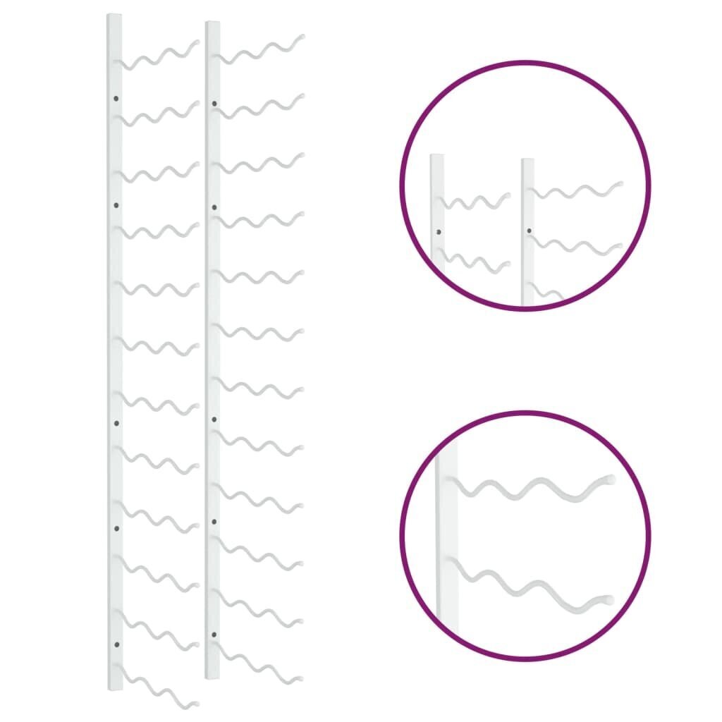 vidaXL sienas vīna pudeļu plaukts 36 pudelēm, balts, dzelzs cena un informācija | Virtuves piederumi | 220.lv