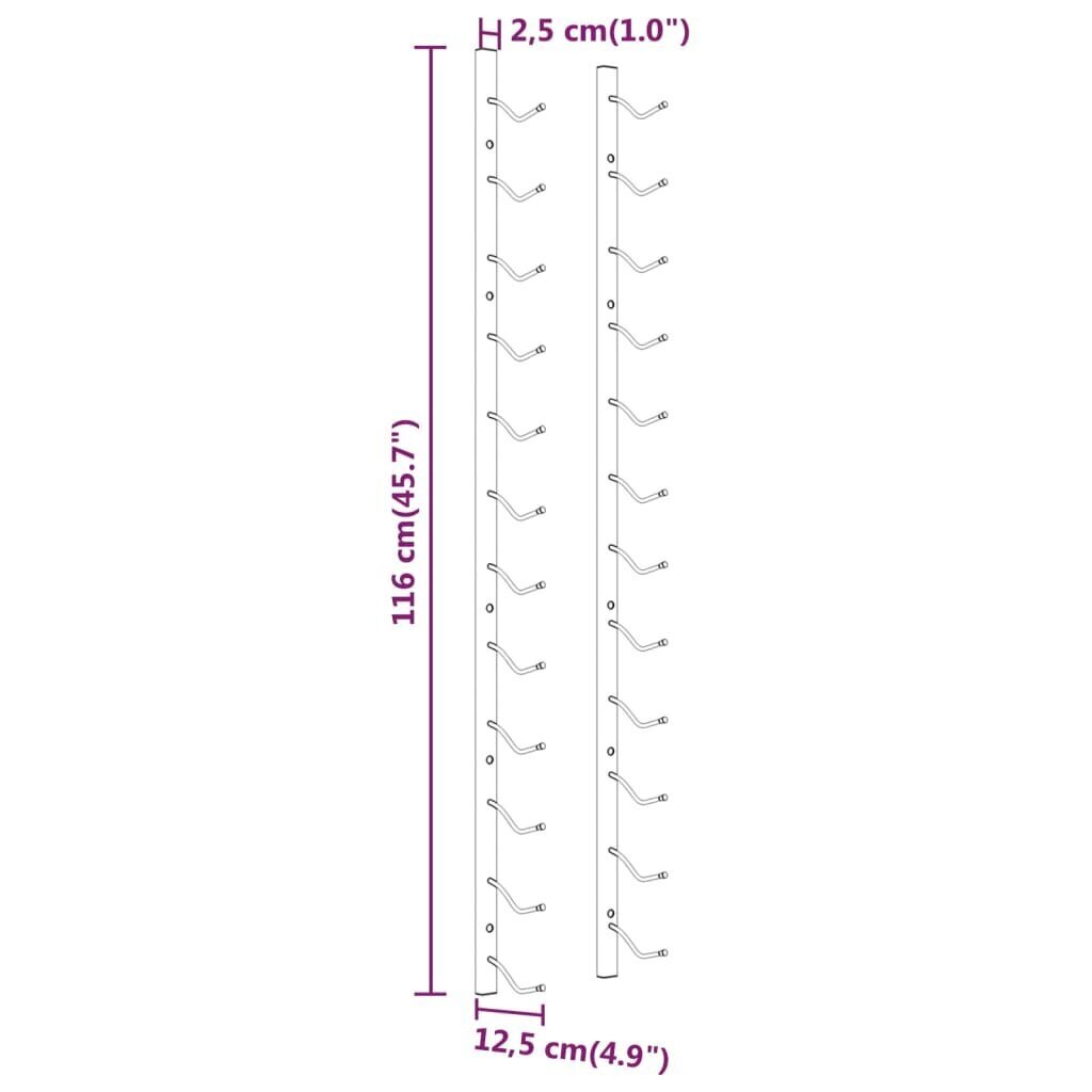 vidaXL sienas vīna pudeļu plaukts 12 pudelēm, balta dzelzs cena un informācija | Virtuves piederumi | 220.lv