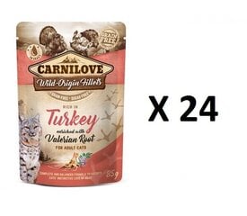 CARNILOVE konservi kaķiem Turkey Valeriana 24 x 85g cena un informācija | Konservi kaķiem | 220.lv