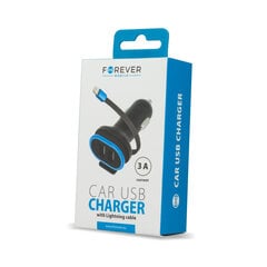 Адаптер Forever Dual USB car charger CC-02 3A with cable for iPhone 8-pin цена и информация | Зарядные устройства для телефонов | 220.lv