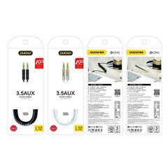 Dudao long stretchable cable AUX mini jack 3.5mm spring 150cm white (L12 white) cena un informācija | Savienotājkabeļi | 220.lv