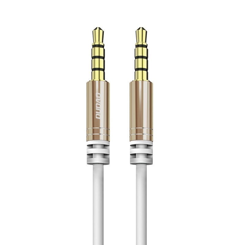 Dudao long stretchable cable AUX mini jack 3.5mm spring 150cm white (L12 white) цена и информация | Savienotājkabeļi | 220.lv