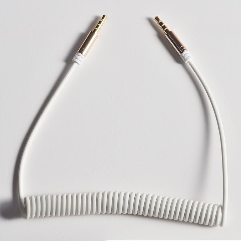 Dudao long stretchable cable AUX mini jack 3.5mm spring 150cm white (L12 white) цена и информация | Savienotājkabeļi | 220.lv