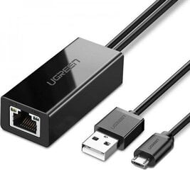 Внешний сетевой адаптер Ugreen USB 100Mbps для Chromecast с кабелем 1 ,м черный (30985) цена и информация | Адаптеры и USB разветвители | 220.lv