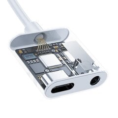 Кабель Dudao USB Type C - USB Type C / 3.5 мм мини-джек адаптер для наушников аудио и зарядка, (L13T белый) цена и информация | Кабели для телефонов | 220.lv