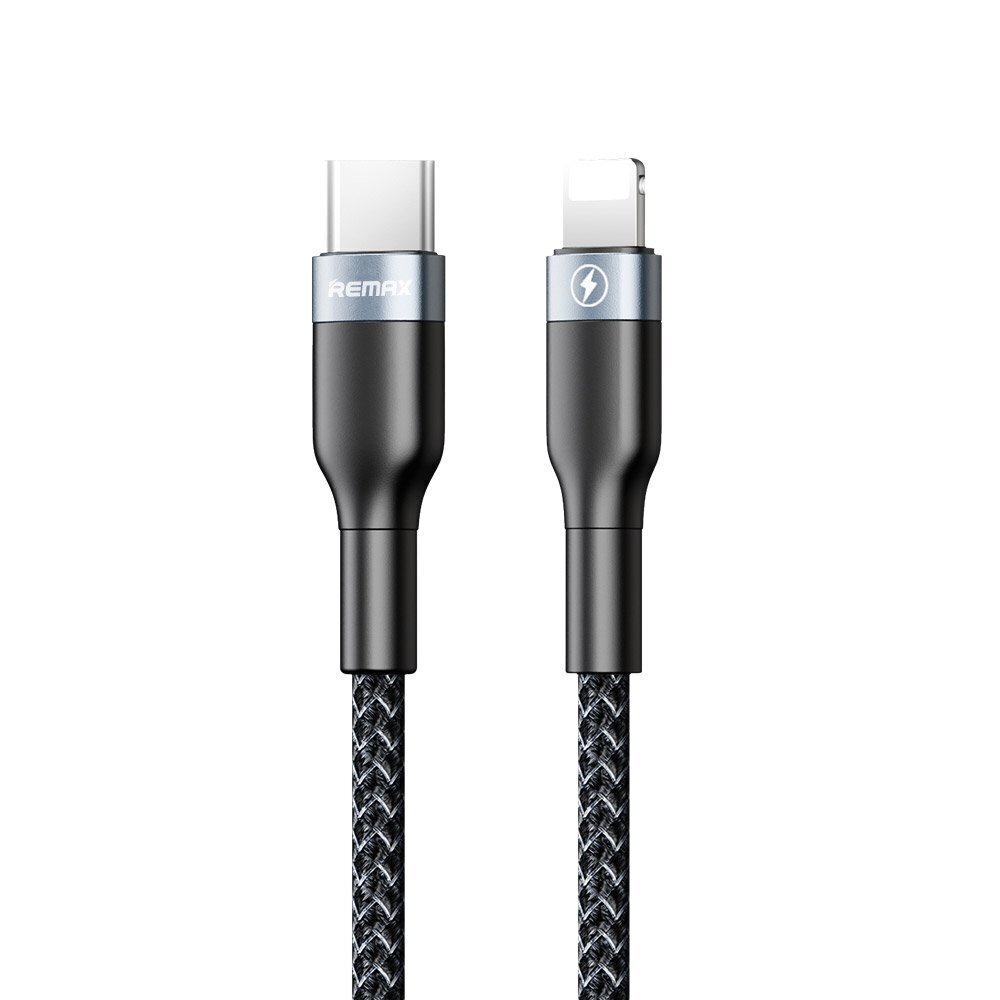 Remax Sury 2 Series Cable Durable Nylon Braided Wire USB Type C - Lightning 18 W Power Delivery 1 m black (RC-009 black) цена и информация | Savienotājkabeļi | 220.lv