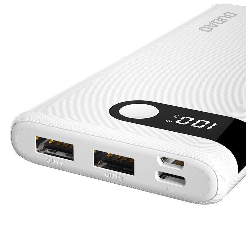 Dudao power bank 10000 mAh 2x USB / USB Typ C / micro USB 2 A with LED display white (K9Pro-01) цена и информация | Lādētāji-akumulatori (Power bank) | 220.lv