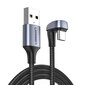 Ugreen Nylon Braided USB - USB Type C angled cable 1 m 3 A for players gamers gray (70313) цена и информация | Savienotājkabeļi | 220.lv