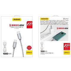 Dudao USB Type C - USB Type C cable 5 A 45 W 1 m Power Delivery Quick Charge gray (L5ProC) cena un informācija | Savienotājkabeļi | 220.lv