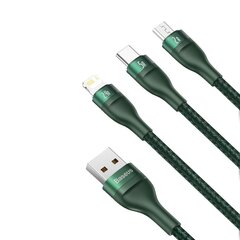 Baseus 3in1 USB - Lightning / USB Typ C / micro USB data charging cable 1,2 m 5 A 480 Mbps 40 W green (CA1T3-06) cena un informācija | Savienotājkabeļi | 220.lv