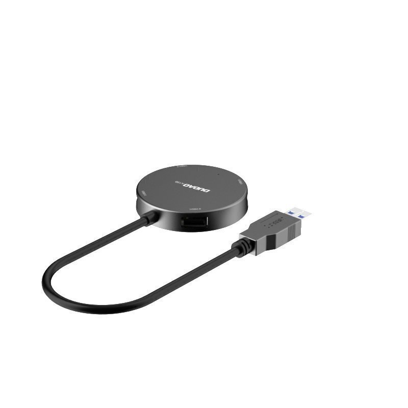 Dudao 4in1 USB - 1x USB 3.2 Gen 1 / 3x USB 2.0 HUB adapter splitter + cable black (A15B) cena un informācija | Adapteri un USB centrmezgli | 220.lv