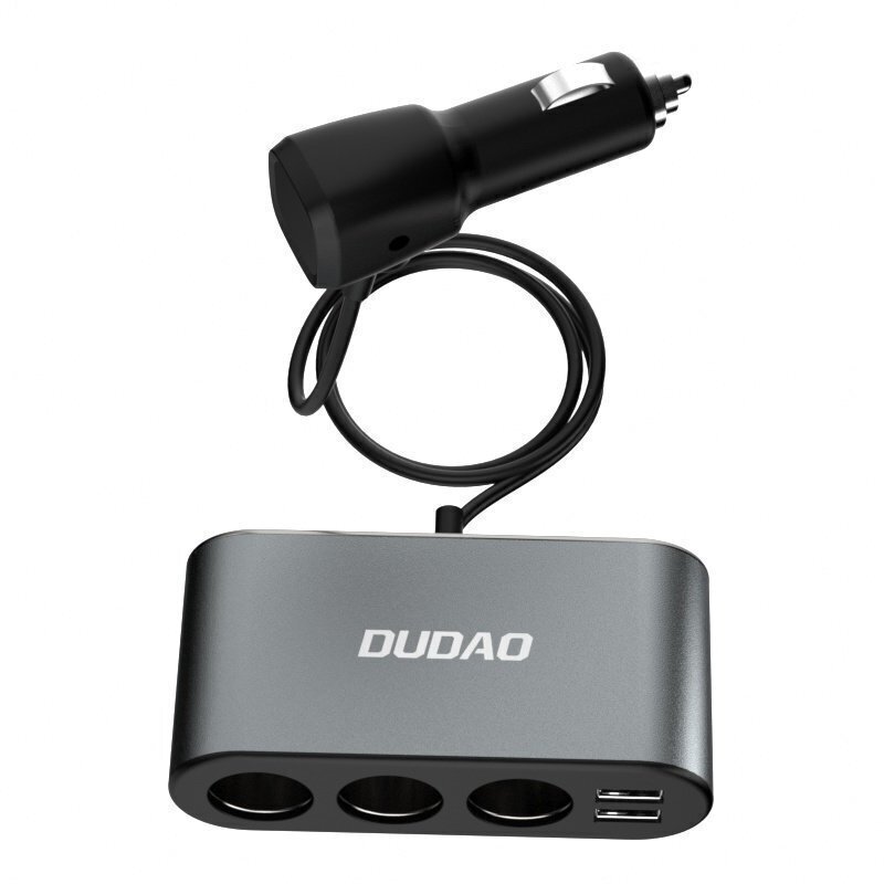 Dudao car charger 2x USB / 3x cigarette lighter splitter black (R1Pro black) цена и информация | Lādētāji un adapteri | 220.lv