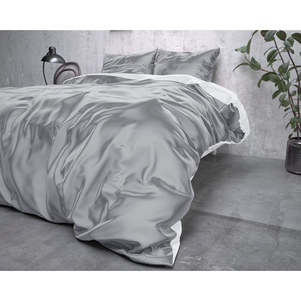 Beauty zīda gultas veļas komplekts, balti gaiši pelēks, zīda-mikrošķiedras цена и информация | Gultas veļas komplekti | 220.lv