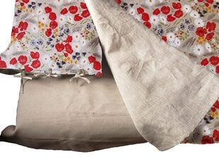 Gultas lina gultas veļa / pārvalks 150 x 200 cm ar spilvendrānu / ziedu magoņu rudzupuķu dizains cena un informācija | Gultas veļas komplekti | 220.lv