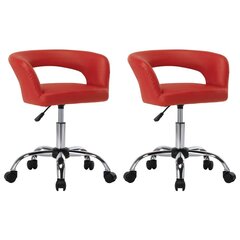 vidaXL virtuves krēsli, 2 gab., sarkana mākslīgā āda cena un informācija | Virtuves un ēdamistabas krēsli | 220.lv