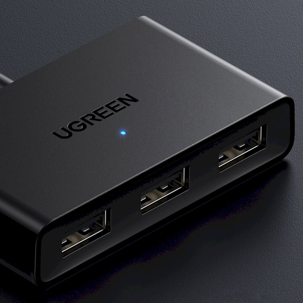 Ugreen switch adapter switch box USB 2 inputs - 3 outputs black (CM409) цена и информация | Adapteri un USB centrmezgli | 220.lv