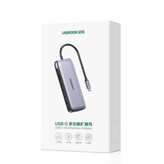 Ugreen multi-functional HUB 9in1 USB Type C - HDMI, DP, VGA, 2 x USB, RJ45 Ethernet, SD / TF card reader, USB Type C PD 100W gray (CM274) cena un informācija | Adapteri un USB centrmezgli | 220.lv