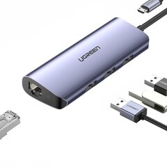 Ugreen multifunctional adapter HUB USB Type C - 3 x USB / Ethernet RJ-45 / micro USB gray (CM252) цена и информация | Адаптеры и USB разветвители | 220.lv