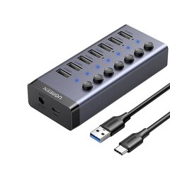 UGREEN Hub 7in1 USB-C, 7x USB-A 3.0 12V 2A (black) cena un informācija | Adapteri un USB centrmezgli | 220.lv