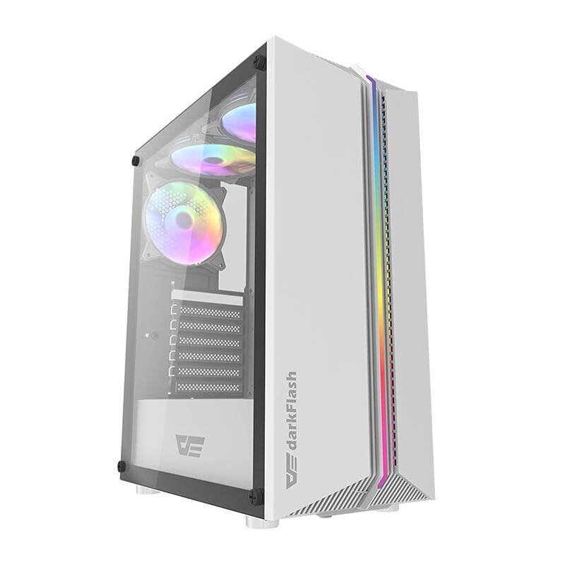 Darkflash DK151 computer case LED with 3 fans (white) цена и информация | Datoru korpusi | 220.lv