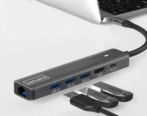 HUB USB-C adapteris 7W1 Zenwire HDMI 4K USB Gigabit Ethernet RJ45 1000 Mbps M1 цена и информация | Адаптеры и USB разветвители | 220.lv