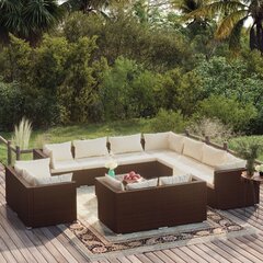 Садовый комплект мебели с подушками из 9 частей, коричневый цена и информация | Комплекты уличной мебели | 220.lv