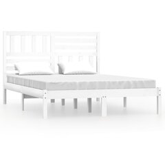 vidaXL gultas rāmis, priedes masīvkoks, balts, 135x190 cm, 4FT6 cena un informācija | Gultas | 220.lv