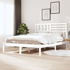 vidaXL gultas rāmis, priedes masīvkoks, balts, 150x200 cm, 5FT цена и информация | Кровати | 220.lv