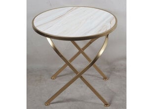<p>Стильный журнальный столик с оригинальными дизайнерскими ножками.<br />
Каркас стола изготовлен из металла.<br />
Столешница изготовлена ​​из разноцветного зеркального стекла.<br />
Материал: металл, стекло.<br />
Форма: круглая.<br />
Размеры: длина - 50,5 см, ширина - 50,5 см, высота - 50 см.<br />
Цвет: золото.<br />
Товар будет доставлен в собранном виде.<br />
Журнальный столик оригинального дизайна станет прекрасным и практичным украшением вашего дома.</p>
 цена и информация | Журнальные столики | 220.lv