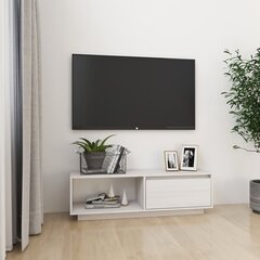 vidaXL TV skapītis, balts, 110x30x33,5 cm, priedes masīvkoks cena un informācija | TV galdiņi | 220.lv