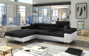 Угловой диван-кровать Armando-Left-Sawna 14 / Soft 17, черный цена и информация | Диваны | 220.lv