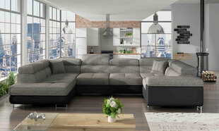 Угловой диван-кровать Letto-Left-Berlin 01 / Soft 11, черный цена и информация | Диваны | 220.lv