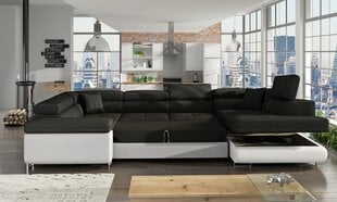 Угловой диван-кровать Letto-Left-Berlin 01 / Soft 11, черный цена и информация | Диваны | 220.lv