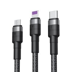 XO cable NB-Q191 3w1 USB - Lightning + USB-C + microUSB 1,2 m 40W black цена и информация | Кабели для телефонов | 220.lv