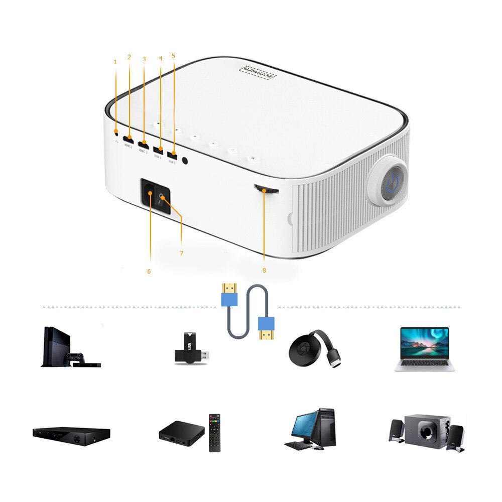 Projektors LED projektors 4K Full HD 8800 lm 6000: 1 220 '' WiFi Bluetooth Zenwire Yg550 цена и информация | Projektori | 220.lv