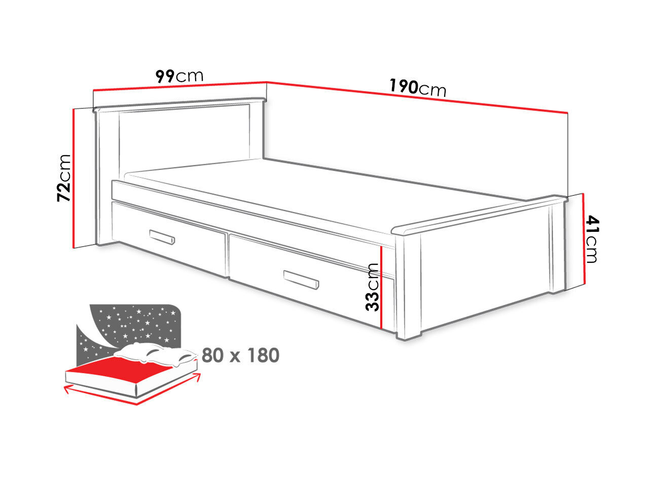 Vienguļamā gulta Minesota 80-biały / dąb sonoma цена и информация | Gultas | 220.lv