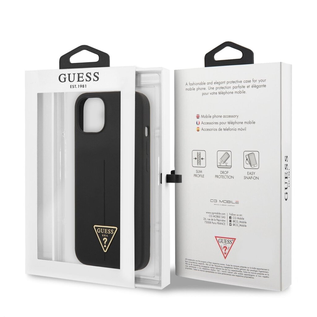 Guess Silicone Line Triangle maciņš, piemērots iPhone 13 mini, melns цена и информация | Telefonu vāciņi, maciņi | 220.lv