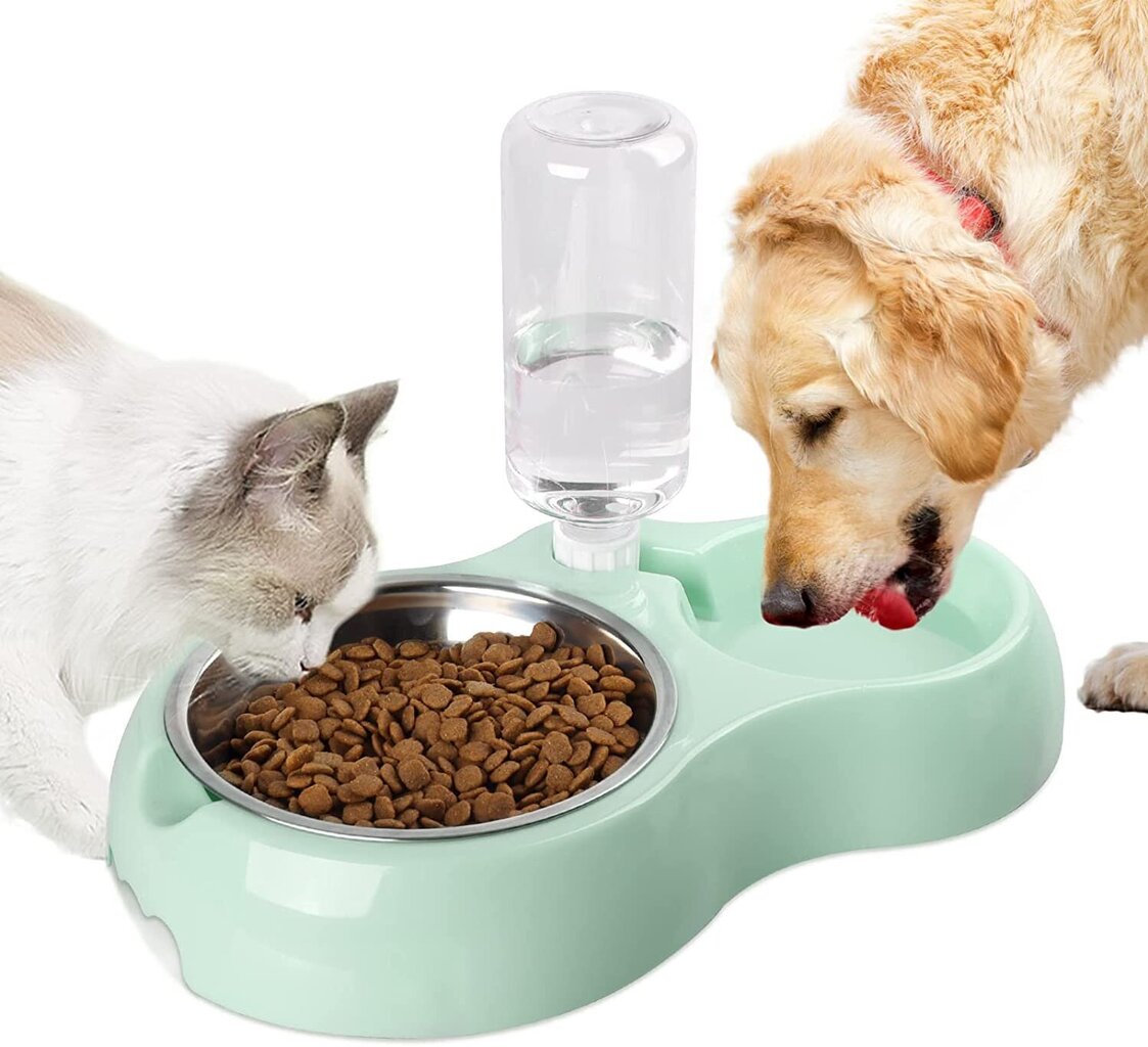 Dubulta bļoda ar ūdens dozatoru kaķiem un suņiem цена и информация | Bļodas, kastes pārtikas | 220.lv