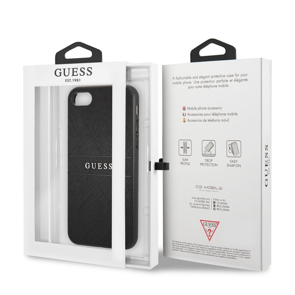 Guess PU Leather Saffiano Case for iPhone 7/8/SE2020/SE2022 Black цена и информация | Telefonu vāciņi, maciņi | 220.lv