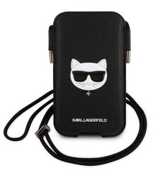 Karl Lagerfeld Choupette Head Saffiano PU Pouch L Black cena un informācija | Telefonu vāciņi, maciņi | 220.lv