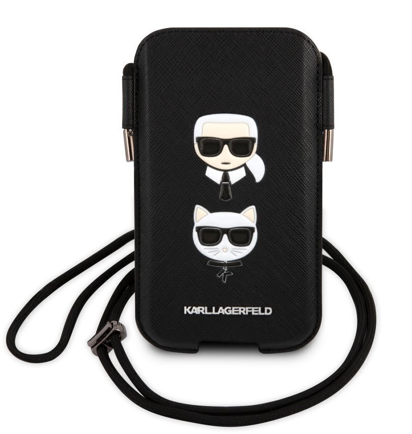 Karl Lagerfeld Choupette Head Saffiano PU Pouch S/M Black cena un informācija | Telefonu vāciņi, maciņi | 220.lv