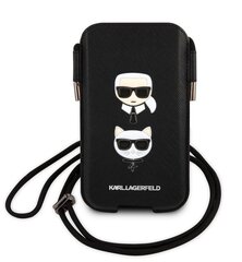 Karl Lagerfeld Choupette Head Saffiano PU Pouch L Black cena un informācija | Telefonu vāciņi, maciņi | 220.lv