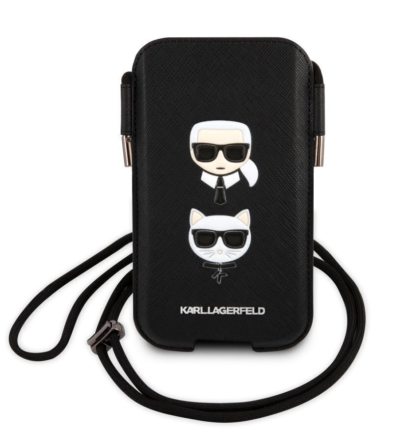 Karl Lagerfeld Choupette Head Saffiano PU Pouch L Black цена и информация | Telefonu vāciņi, maciņi | 220.lv