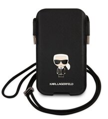 Karl Lagerfeld Saffiano Metal Logo PU Pouch L Black cena un informācija | Telefonu vāciņi, maciņi | 220.lv