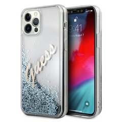 Guess чехол для iPhone 12 / 12 Pro 6,1" GUHCP12MGLVSBL blue hard чехол Glitter Vintage Script цена и информация | Чехлы для телефонов | 220.lv